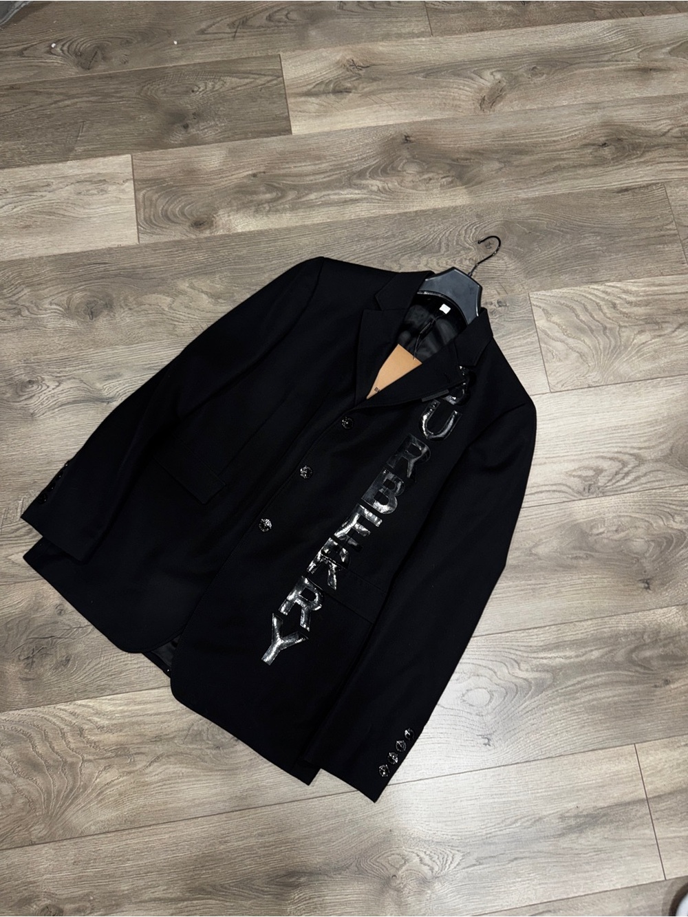 Burberry Black Blazer with Glossy Logo Detail